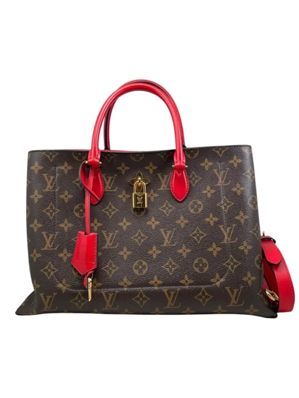 Louis Vuitton Tote Shoulder Bag Flower Monogram Coquelicot